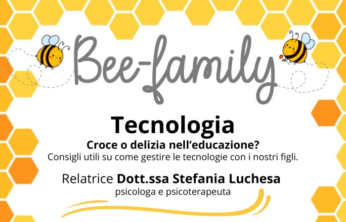 Tecnologia ed educazione
 
 Data: 21 ottobre  Orario: 18.00  Luogo: Centro Don Bosco di Laives
 
 Relatrice: Dott.ssa Stefania Luchesa psicologa psicoterapeuta
 
 Argomento dell'Incontro: Scopri come le tecnologie influenzano lo sviluppo dei bambini e quali strategie adottare per un uso sano e consapevole. Un'opportunità unica per genitori, educatori e professionisti del settore!