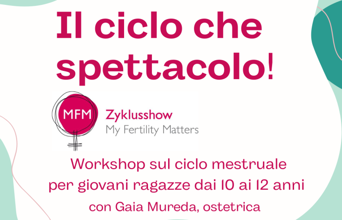 Un workshop esperienziale, tenuto dall'ostetrica Gaia Mureda, per ragazze dai 10 ai 12 anni ideato per comprendere quello che accade nel corpo femminile durante lo sviluppo.
Attraverso un linguaggio rispettoso e comprensibile, storie, immagini e materiali simbolici le ragazze verranno approcciate in modo positivo alle varie fasi del ciclo mestruale.
